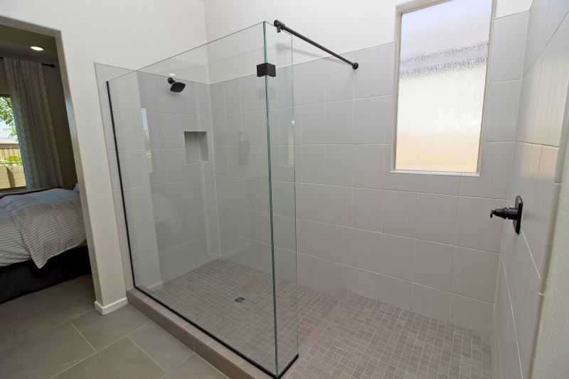 Walk-In Shower with Black Framed Glass